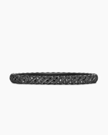 Sculpted Cable Bangle Bracelet|Black Titanium with Black Diamonds, 6.2mm