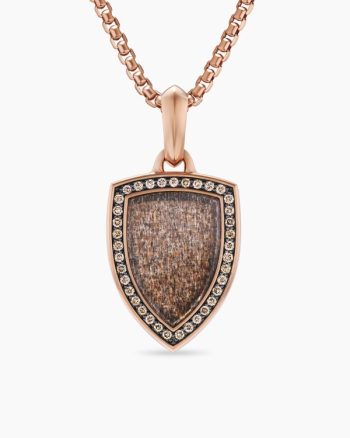 Shield Amulet|18K Rose Gold with Black Sun Stone and Cognac Diamonds, 27mm