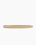 Cable Edge® Bangle Bracelet|18K Yellow Gold with Diamonds, 4mm