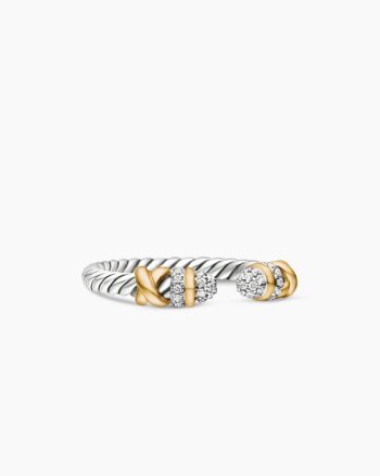 Petite Helena Open Ring|Sterling Silver with 18K Yellow Gold and Diamonds, 2.5mm