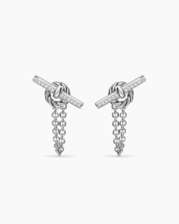 DY Mercer® Petite Toggle Chain Stud Earrings|Sterling Silver with Diamonds, 38.2mm