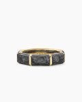 Forged Carbon Faceted Band Ring|18K Yellow Gold, 6mm