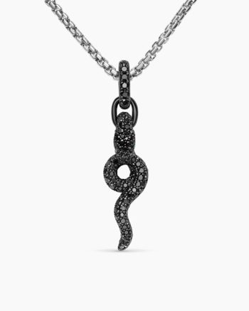 Snake Amulet|18K White Gold with Black Rhodium, Emeralds and Black Diamonds, 23.5mm