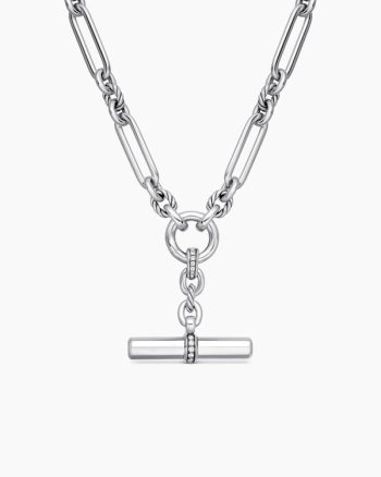 Lexington E/W Chain Necklace|Sterling Silver with Diamonds, 7mm