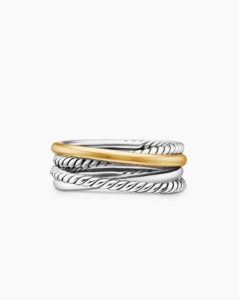 Crossover Band Ring|Sterling Silver with 18K Yellow Gold, 6.8mm