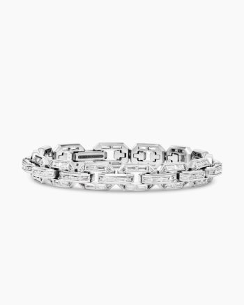 Men's Deco Baguette Link Bracelet|Platinum with Diamonds