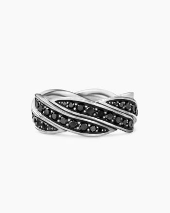 DY Helios™ Band Ring|Sterling Silver with Black Diamonds, 9mm
