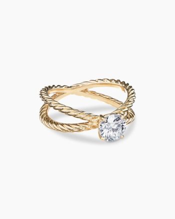 DY Crossover® Engagement Ring|18K Yellow Gold, Round Brilliant Cut