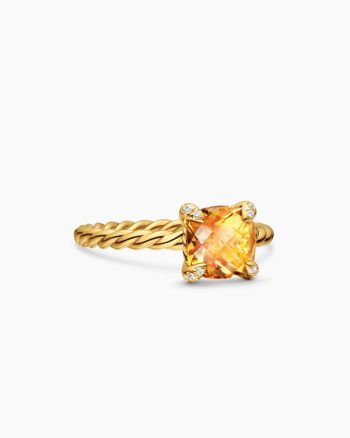 Chatelaine® Ring|18K Yellow Gold with Citrine and Diamonds, 7mm