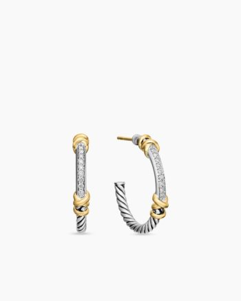 Petite Helena Wrap Hoop Earrings|Sterling Silver with 18K Yellow Gold and Diamonds, 1in