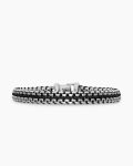 Woven Box Chain Bracelet|Sterling Silver with Black Nylon, 10mm