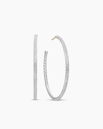 Pavé Hoop Earrings|Sterling Silver with Diamonds, 50.3mm
