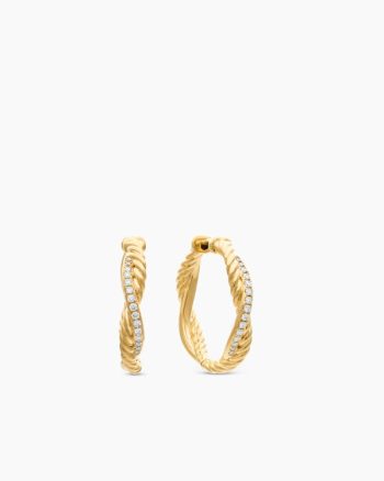 Petite Infinity Hoop Earrings|18K Yellow Gold with Diamonds, 17.3mm
