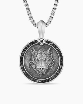 Petrvs® Wolf Amulet|Sterling Silver with Black Diamonds, 21mm