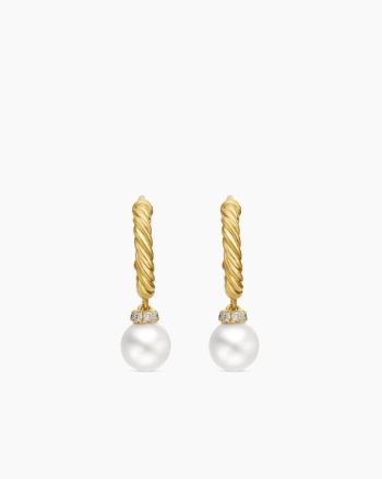 Petite Solari Drop Earrings|18K Yellow Gold with Pearls and Diamonds, 17.2mm