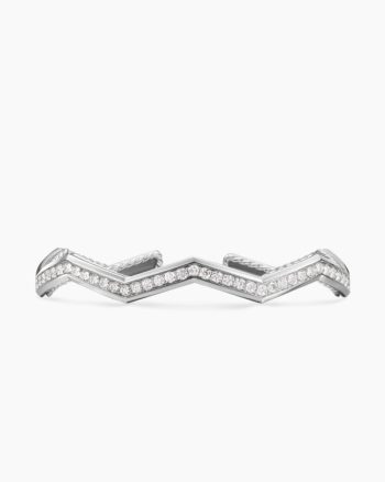 Zig Zag Stax™ Cuff Bracelet|Sterling Silver with Diamonds, 5mm
