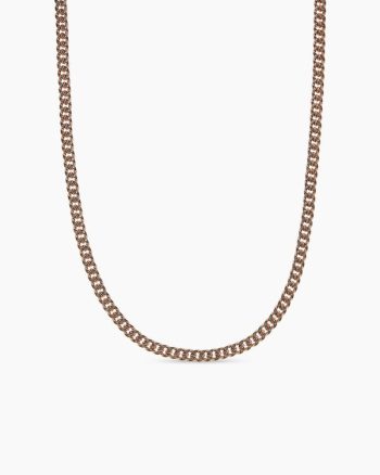 Curb Chain Necklace|18K Rose Gold with Cognac Diamonds, 6mm