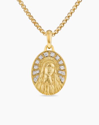 Mary Amulet|18K Yellow Gold with Diamonds, 20mm