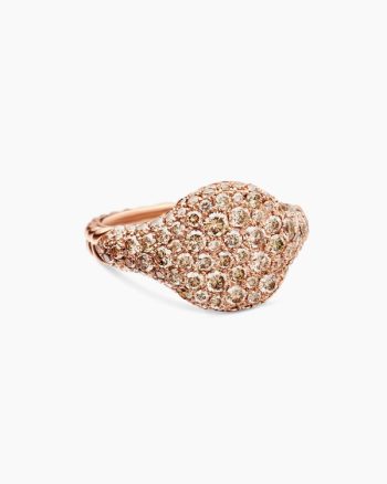 Pavé Pinky Ring|18K Rose Gold with Cognac Diamonds, 10mm