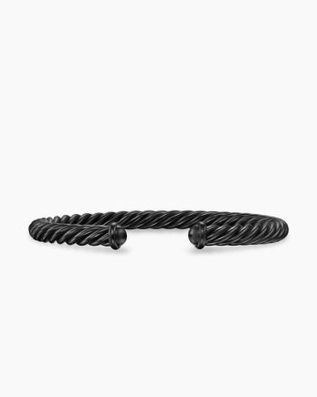 Cable Cuff Bracelet|Black Aluminum, 6mm