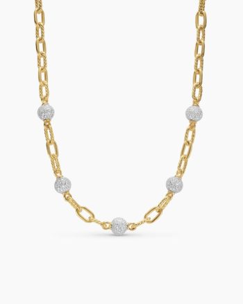 DY Madison® Pavé Bead Chain Necklace|18K Yellow Gold with Diamonds, 8.5mm