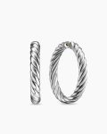 Sculpted Cable Hoop Earrings|Sterling Silver, 38mm
