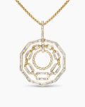 Stax Round Pendant|Yellow Gold with Diamonds