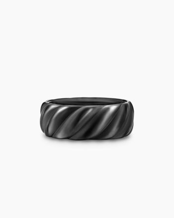 Sculpted Cable Band Ring|Black Titanium, 9mm