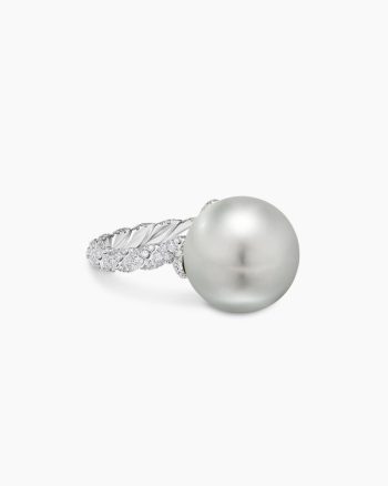 DY Lumina Pearl Classic Twist Ring|White Gold with Diamonds