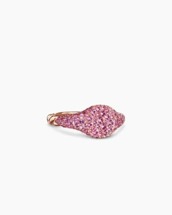 Petite Pavé Pinky Ring|18K Rose Gold with Pink Sapphires, 7mm
