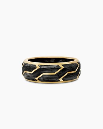 Forged Carbon Band Ring|18K Yellow Gold, 8.5mm