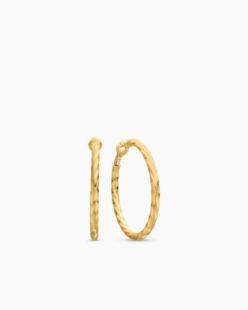 Cable Edge® Hoop Earrings|18K Yellow Gold, 2in