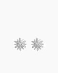 Petite Starburst Stud Earrings|Sterling Silver with Diamonds, 10mm