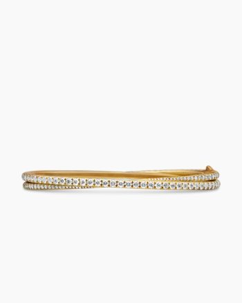 Pavé Crossover Two Row Bracelet|18K Yellow Gold with Diamonds, 5.5mm