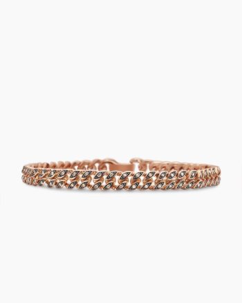 Curb Chain Bracelet|18K Rose Gold with Cognac Diamonds, 6mm