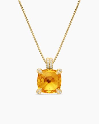 Chatelaine® Pendant Necklace|18K Yellow Gold with Citrine and Diamonds, 11mm