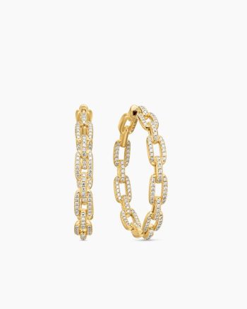 Stax Chain Link Hoop Earrings|18K Yellow Gold with Diamonds, 37mm