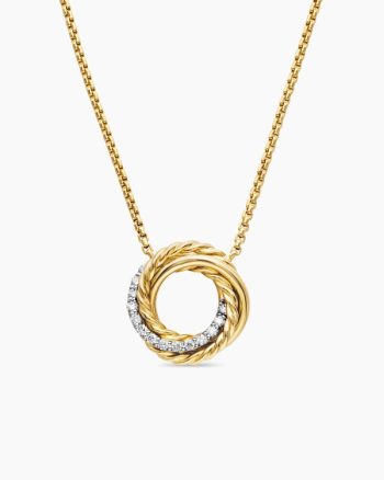 Crossover Pendant Necklace|18K Yellow Gold with Diamonds, 14.5mm