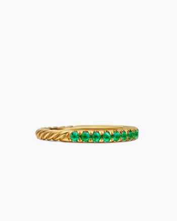 Cable Collectibles® Stack Ring|18K Yellow Gold with Pavé Emeralds, 2mm