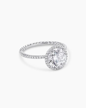 DY Eden Pavé Halo Engagement Ring|Platinum, Round Brilliant Cut
