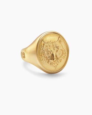 Petrvs® Wolf Signet Ring|18K Yellow Gold, 21.5mm