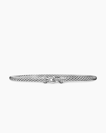 Buckle Classic Cable Bracelet|Sterling Silver with Diamonds, 3mm