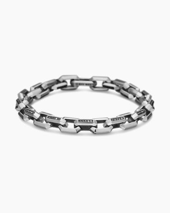 Streamline® Heirloom Chain Link Bracelet|Sterling Silver with Pavé Black Diamonds, 7.5mm