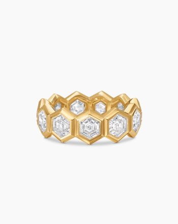 Men's Hex Eternity Band Ring|Yellow Gold with Diamonds