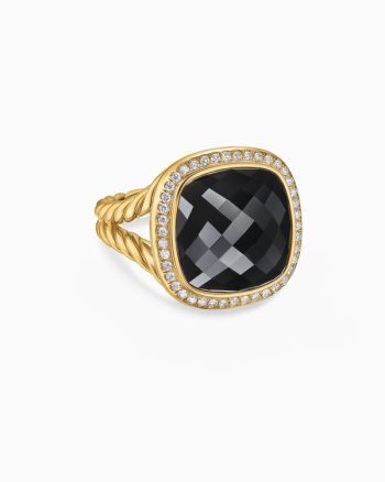 Albion® Ring|18K Yellow Gold with Black Onyx and Diamonds, 15mm
