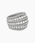 Floating Diamonds Alternating Cable Dome Ring|White Gold