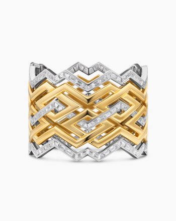Stax Zig Zag Bold Cuff Bracelet|Gold with Diamonds