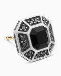 Streamline® Pavé Stud Earring|Sterling Silver with Black Diamonds, 10mm