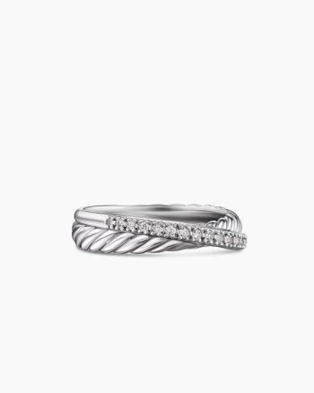 Crossover Band Ring|Sterling Silver with Diamonds, 5.3mm
