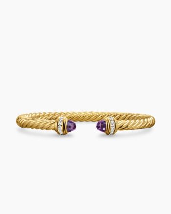 Classic Cablespira® Bracelet|18K Yellow Gold with Amethyst and Diamonds, 5mm